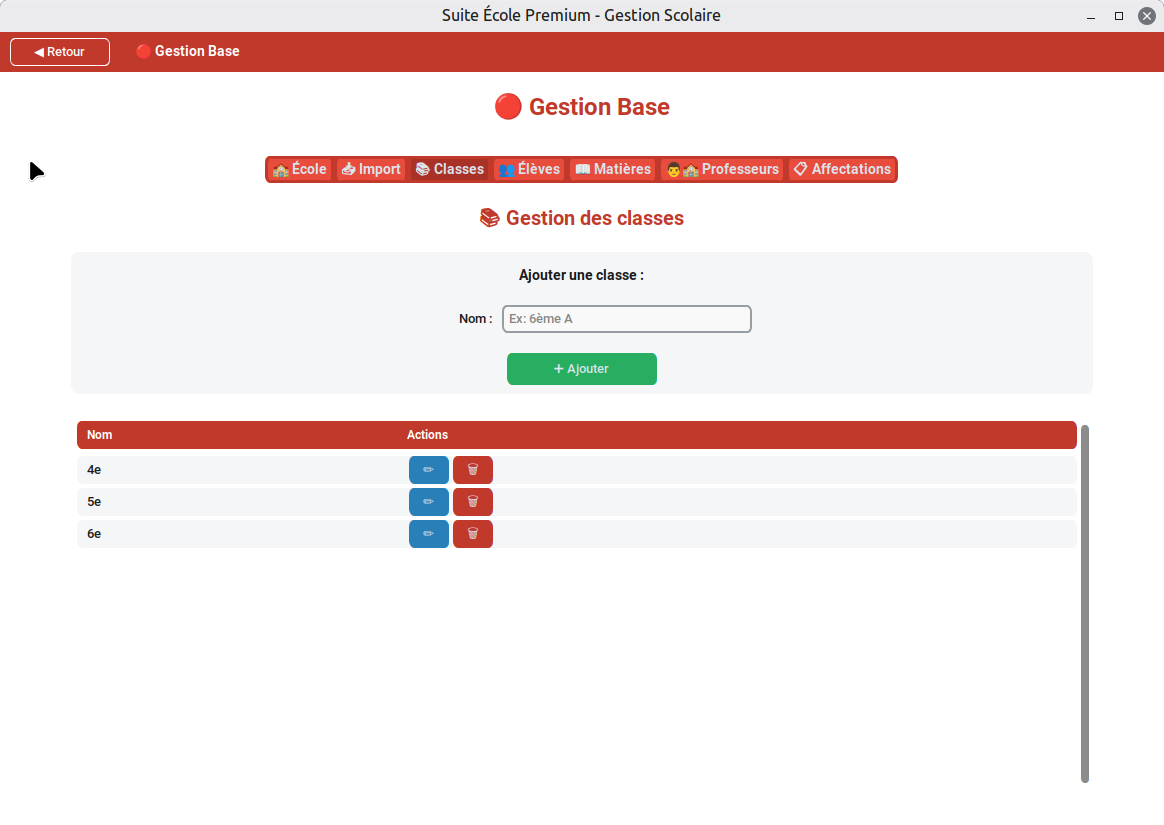 Gestion des classes